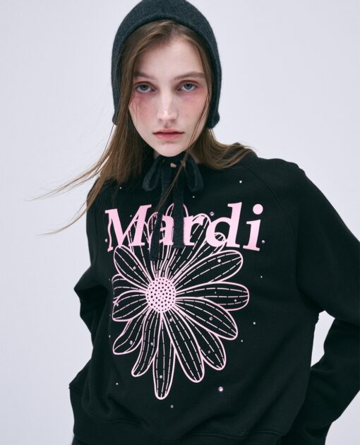 MARDI MERCREDI SWEATSHIRT RAGLAN FLOWERMARDI STONE EMBELLISHED - Image 4