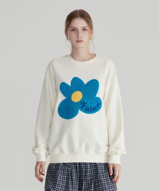 FALLETT BOUCLE FLOWER SWEATSHIRT-2col - Image 5