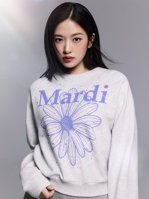 MARDI MERCREDI SWEATSHIRT RAGLAN FLOWERMARDI STONE EMBELLISHED - Image 2