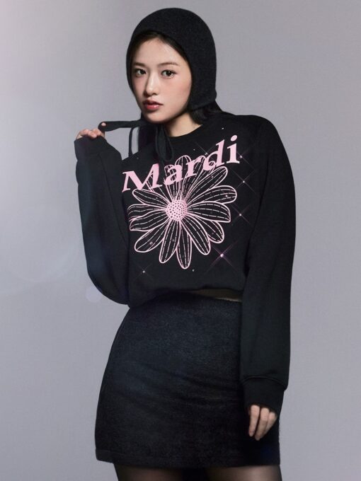 MARDI MERCREDI SWEATSHIRT RAGLAN FLOWERMARDI STONE EMBELLISHED