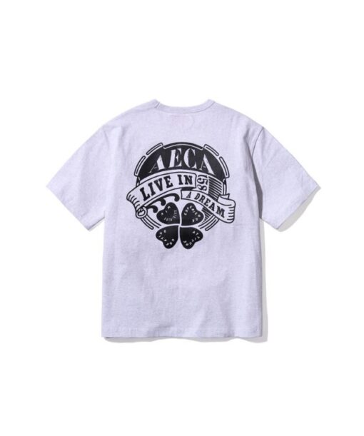 AECA CLOVER STAMP HALF SLEEVE-LIGHT GREY