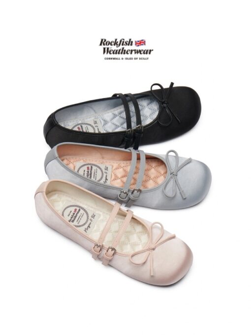 ROCKFISH WEATHERWEAR SQUARE TOE TWO STRAP MARYJANES(SATIN)
