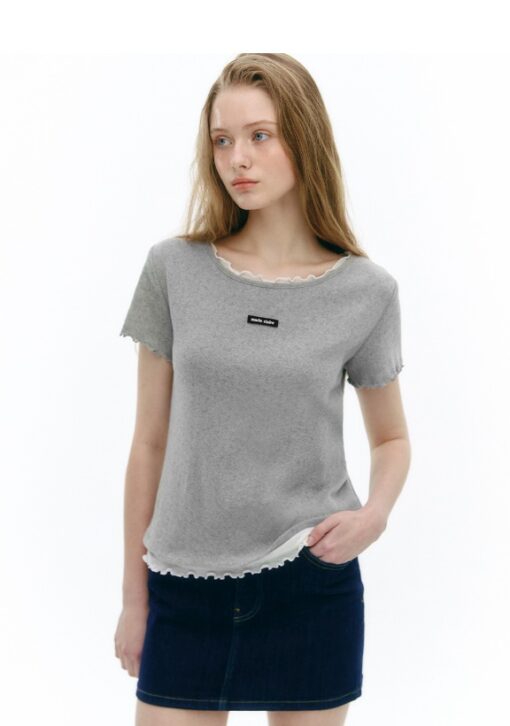 MARIE CLAIRE LABEL PUNCHING LAYERED T-SHIRT - Image 4