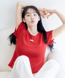 MARIE CLAIRE LABEL PUNCHING LAYERED T-SHIRT