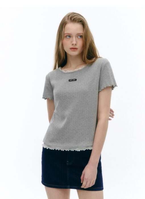 MARIE CLAIRE LABEL PUNCHING LAYERED T-SHIRT - Image 3