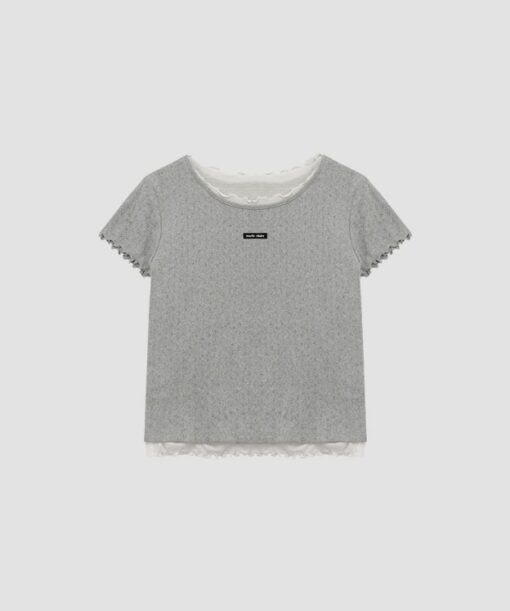 MARIE CLAIRE LABEL PUNCHING LAYERED T-SHIRT - Image 9