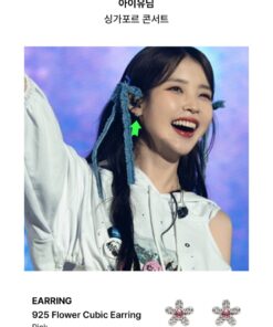 Alternative view of JYDDM 925 FLOWER CUBIC EARRING (IU PICK)-2col