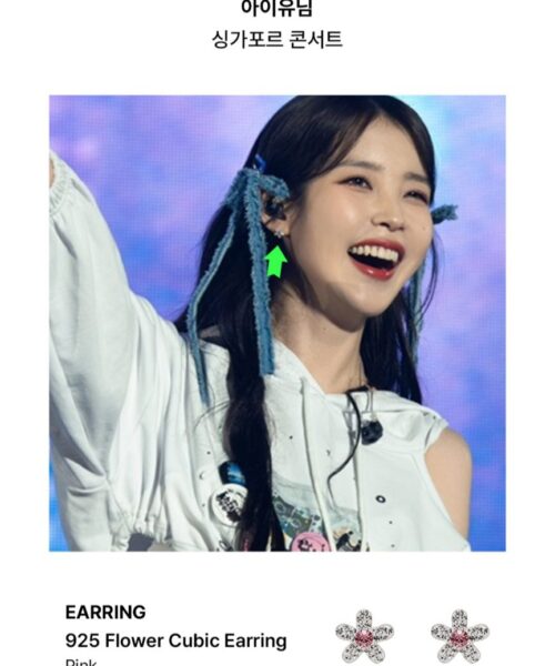 Alternative view of JYDDM 925 FLOWER CUBIC EARRING (IU PICK)-2col
