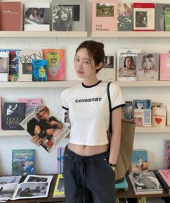 COVERNAT WOMEN'S CROP COOPER LOGO RINGER T-SHIRT-3col