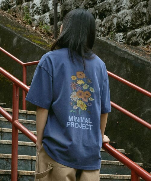 MINIMAL PROJECT FLOWER PRINTING SLEEVE T-SHIRT-4col
