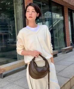 ZOEET PEBBLE MINI TOTE LEATHER BAG-ESPRESSO