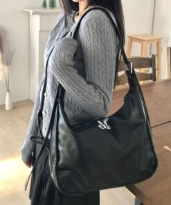 Alternative view of MUCENT POT DOUBLE WRINKLE LEATHER SHOULDER BAG-2 COLORS