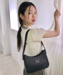 Alternative view of MUCENT TERIN METAL LOGO LEATHER HOBO BAG