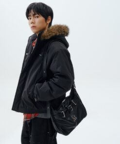 Alternative view of MUCENT MONIC METAL LOGO FRONT BELTED LEATHER SHOULDER BAG