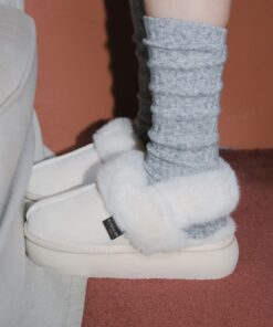 ROCKFISH WEATHERWEAR CLOUDY FLATFORM FUR SLINGBACKS-CREAM[하지수 PICK]
