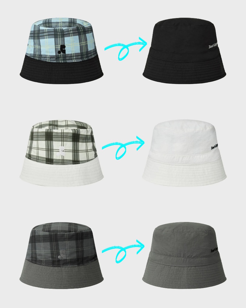 REST & RECREATION REVERSIBLE NYLON BUCKET HAT-3 colors
