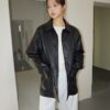 MOOD INSIDE UTILITY SINGLE BREASTED LEATHER HALF COAT-2 colors - Image 3