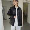 MOOD INSIDE UTILITY SINGLE BREASTED LEATHER HALF COAT-2 colors - Image 5