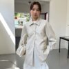MOOD INSIDE UTILITY SINGLE BREASTED LEATHER HALF COAT-2 colors - Image 7